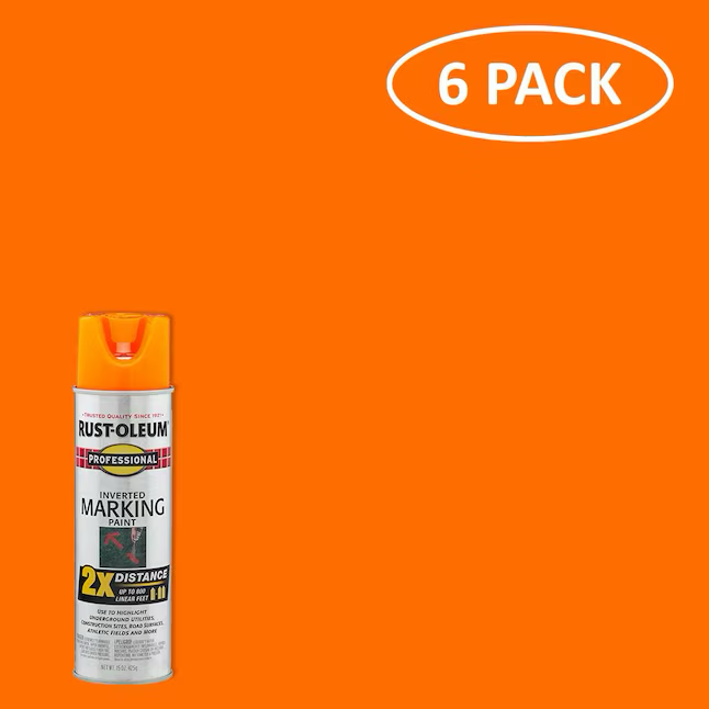 Rust-Oleum Professional, paquete de 6 pinturas para marcar a base de agua de alta visibilidad (lata en aerosol)