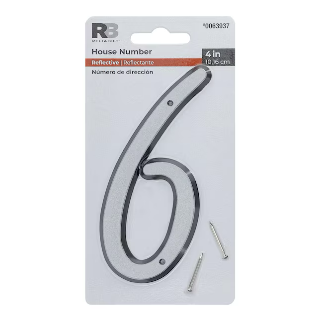 RELIABILT 4-in Reflective Silver Number