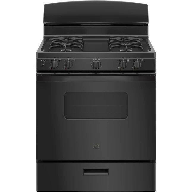 GE-Gasherd in Schwarz inklusive Gasanschlussleitung und Installation