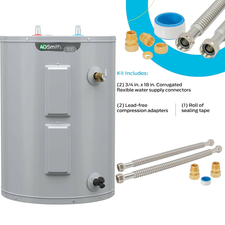 28-Gallon Electric Lowboy Water Heater Bundle with Installation Kit