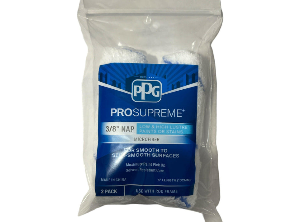 PPG ProSupreme Mini rodillo de microfibra de 3/8" NAP x 4" de largo (paquete de 2)