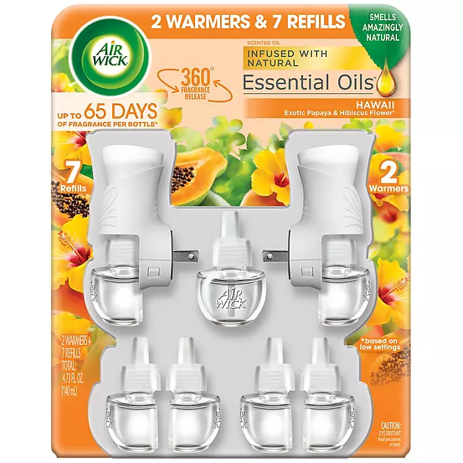 Kit de ambientador de aceite perfumado Air Wick, Hawaii (2 calentadores + 7 recambios)