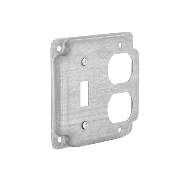 Caja metálica cuadrada de 2 grupos, gris, Hubbell