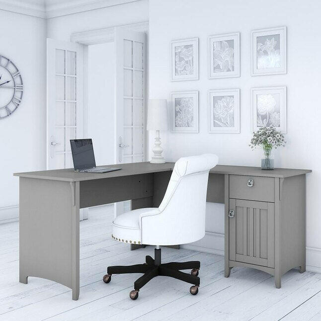 Bush Furniture Salinas Moderner/zeitgenössischer L-förmiger Schreibtisch, 60 Zoll, Grau