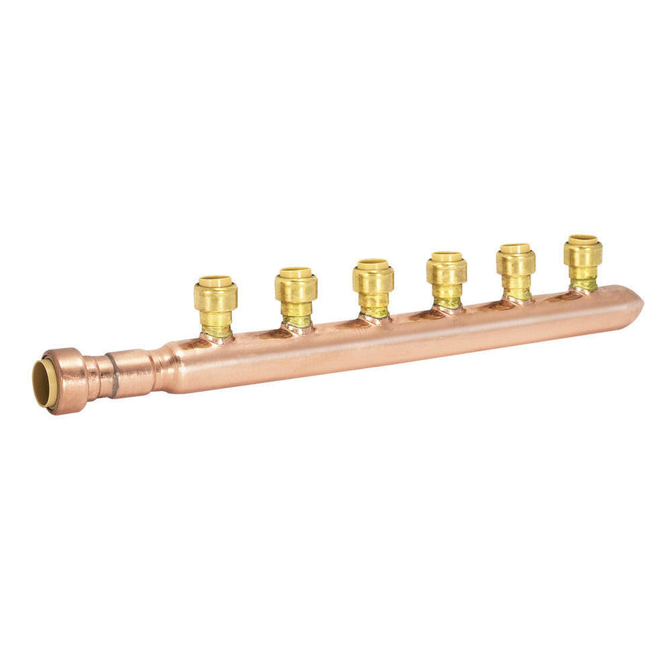 Sioux Chief 3/4" x 1/2" Kupfer-Push-Fit-Verteiler mit geschlossenem Ende (6 Anschlüsse)