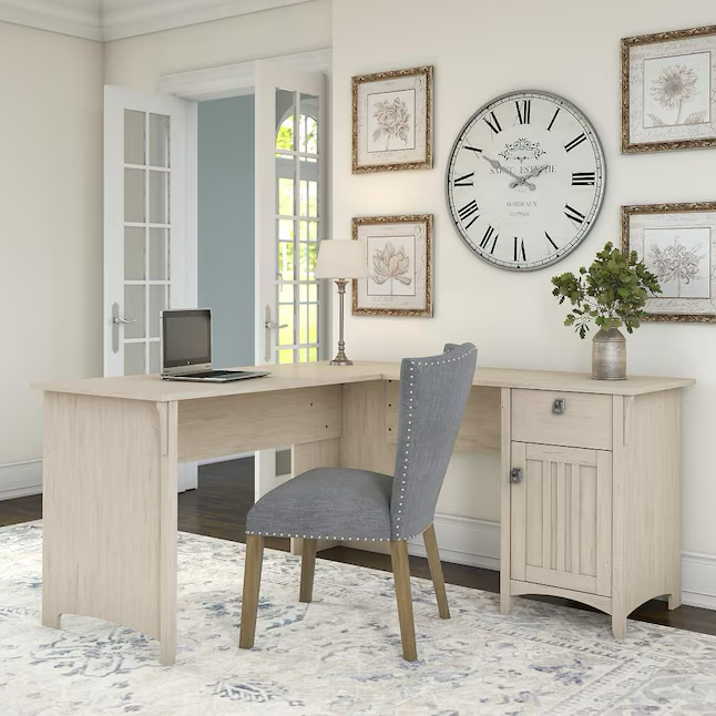 Bush Furniture Salinas Moderner/zeitgenössischer L-förmiger Schreibtisch, 152,4 cm, Weiß