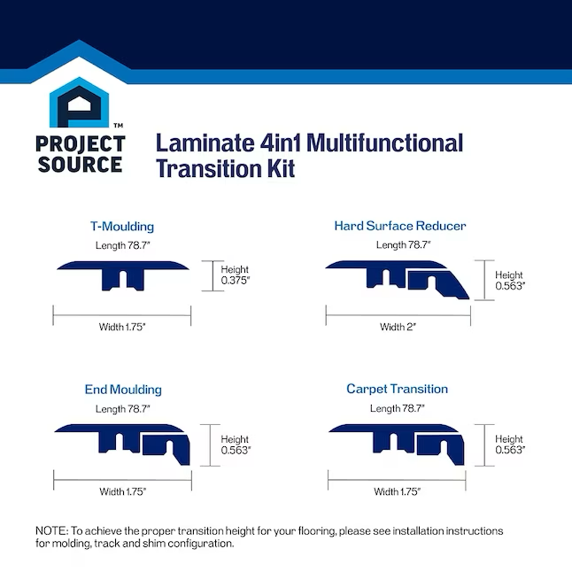 Project Source Silo 0.75-in T x 2.37-in W x 78.7-in L Laminate Wood Multi-purpose Floor Moulding
