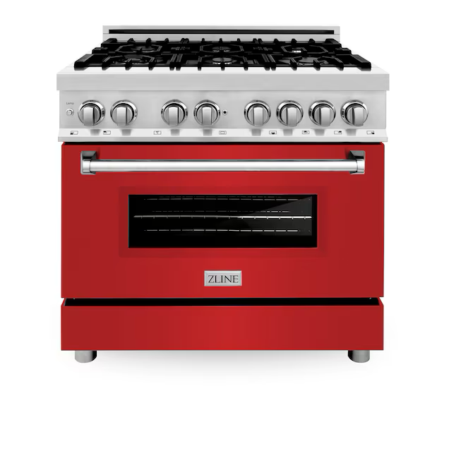 ZLINE Professional 36-in Deep Recessed 6 Burners Convection Oven Freestanding Dual Fuel Range (Stainless Steel)