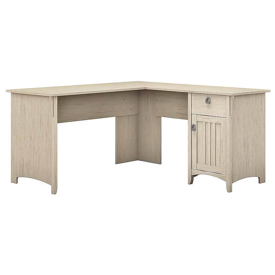 Bush Furniture Salinas Moderner/zeitgenössischer L-förmiger Schreibtisch, 152,4 cm, Weiß