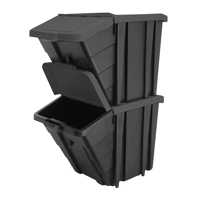 Project Source Bolsa mediana resistente de 16 galones (64 cuartos) en negro/negro con tapa con bisagras