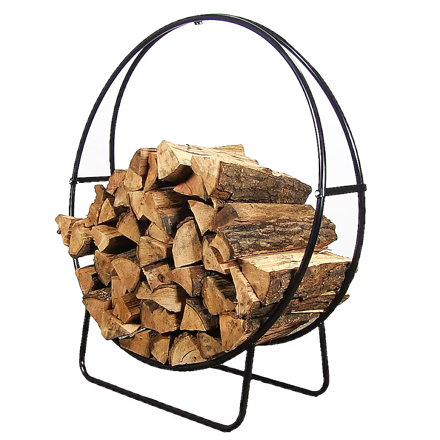 Estante para leña Sunnydaze Decor de acero, 30 pulgadas x 24 pulgadas x 9 pulgadas, capacidad de dos tercios de cuerda