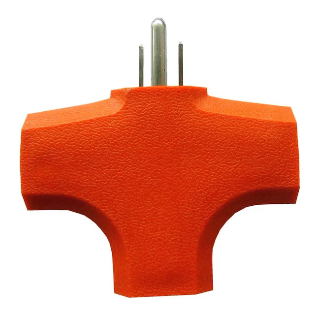 Projektquellenadapter, 15 Ampere, 3-adrige Erdung, Einzel- bis Dreifach-Orange-Basisstandardadapter