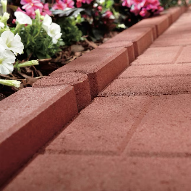 Geometric 12-in L x 4-in W x 3-in H Red Concrete Straight Edging Stone ...