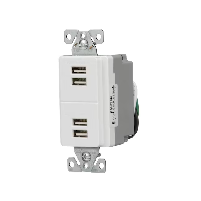Eaton Decorador residencial/comercial de 15 amperios y 120 voltios FullUSB doble tipo A, color blanco