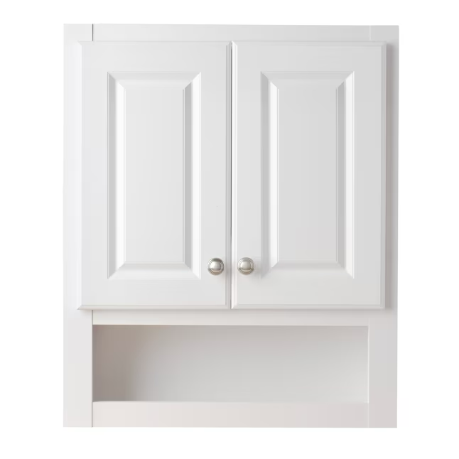 Project Source Gabinete de pared para baño blanco de 23,25 x 28 x 7 pulgadas 