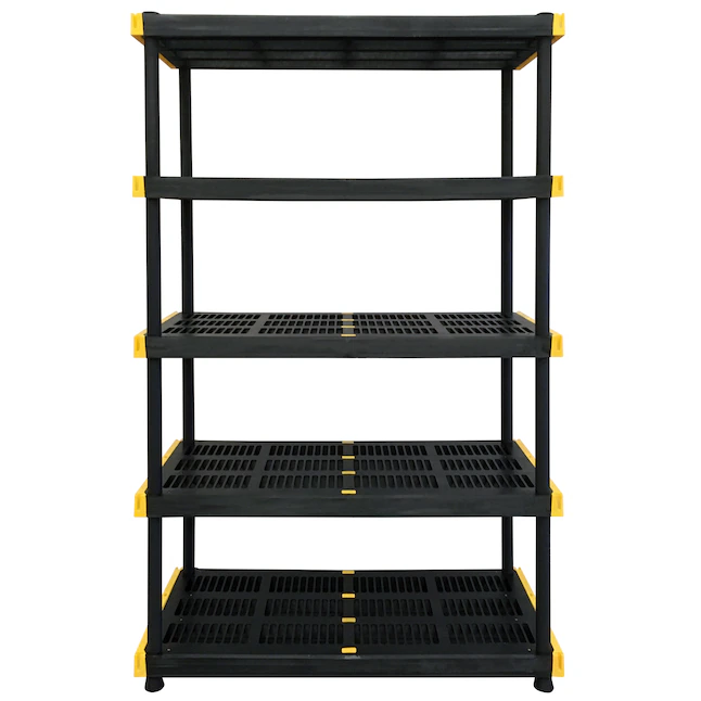 Project Source Commander Estantería de plástico resistente de 5 niveles (48 pulgadas de ancho x 20 pulgadas de profundidad x 72 pulgadas de alto), negro 