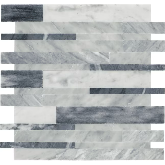 Daltile Smart Stick Titan Gray 11-in x 12-in Polished PVC Stone look Peel and stick Mosaic Wall Tile ( 0.86-sq ft / Piece )