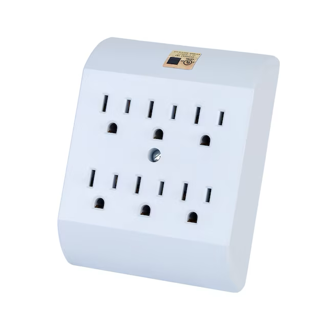 Projektquellenadapter 15 Ampere 3-adrige Erdung Duplex auf sechs weiße Basisstandardadapter