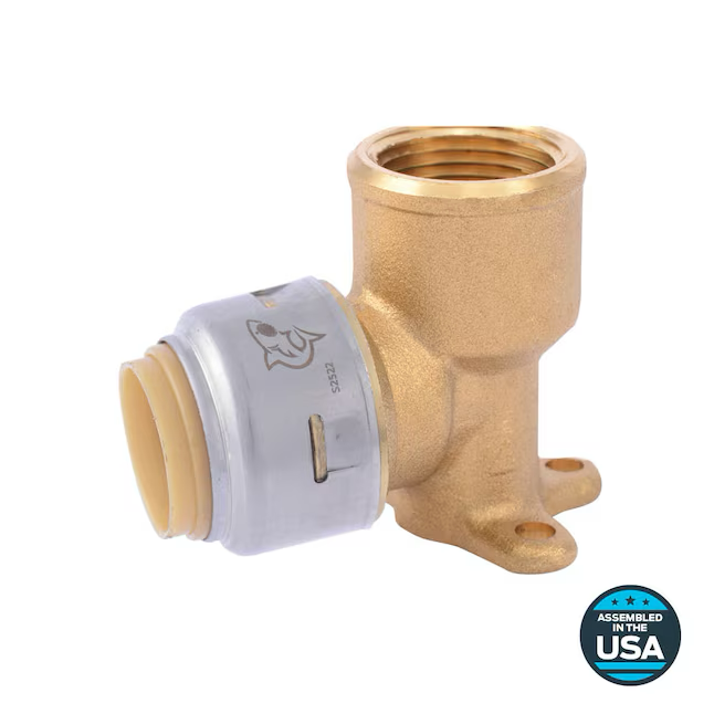 Codo SharkBite Max de 3/4 pulg. con conexión a presión y 3/4 pulg. FNPT de 90 grados con oreja caída