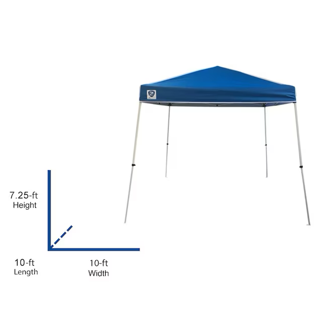 Toldo desplegable Z-Shade rectangular de 10 pies x 10 pies con estructura de acero blanca y cubierta de tela azul