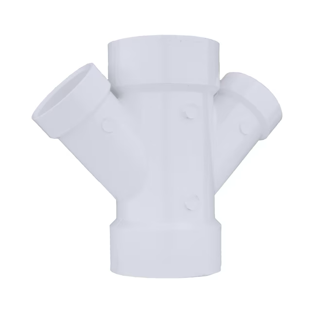 Charlotte Pipe 4-in x 4-in x 2-in x 2-in PVC DWV Reducing Double Wye