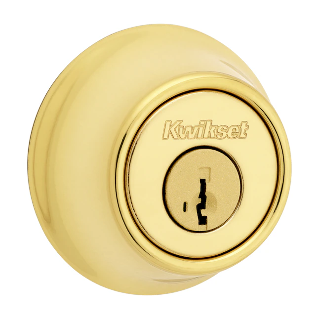 Cerrojo de cilindro único de latón pulido Kwikset Serie 660 con llave inteligente