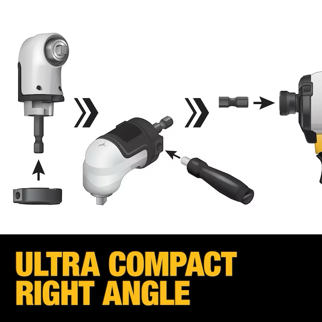 DEWALT Accesorio de taladro de ángulo recto FlexTorq modular 2 en 1 cuadrado de 1/4