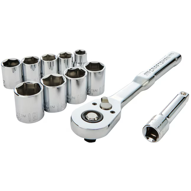 CRAFTSMAN VERSASTACK 11-Piece Standard (SAE) Polished Chrome Mechanics Tool Set with Hard Case