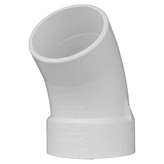Codo de calle DWV de PVC de 45 grados y 2 pulgadas Charlotte Pipe