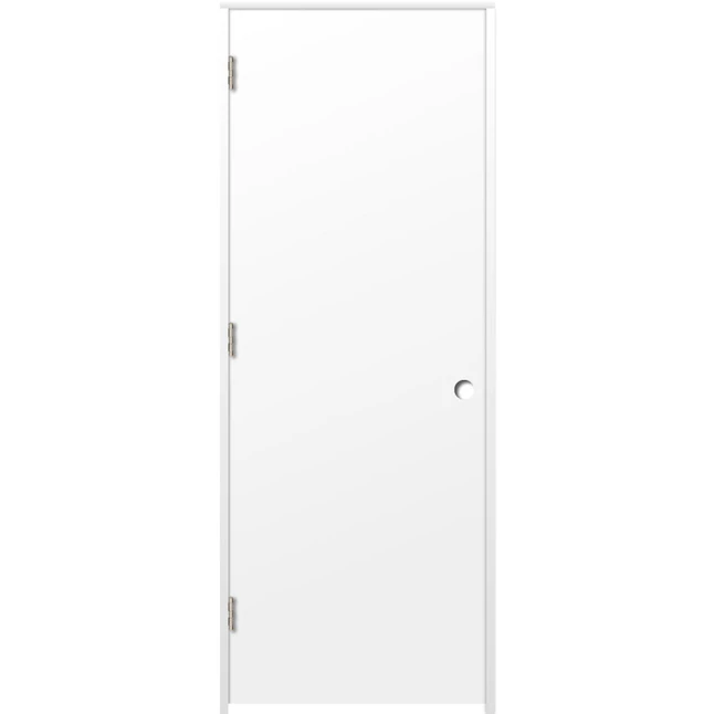 RELIABILT 36-in x 80-in Flush Hollow Core Primed Hardboard Right Hand Inswing Single Prehung Interior Door