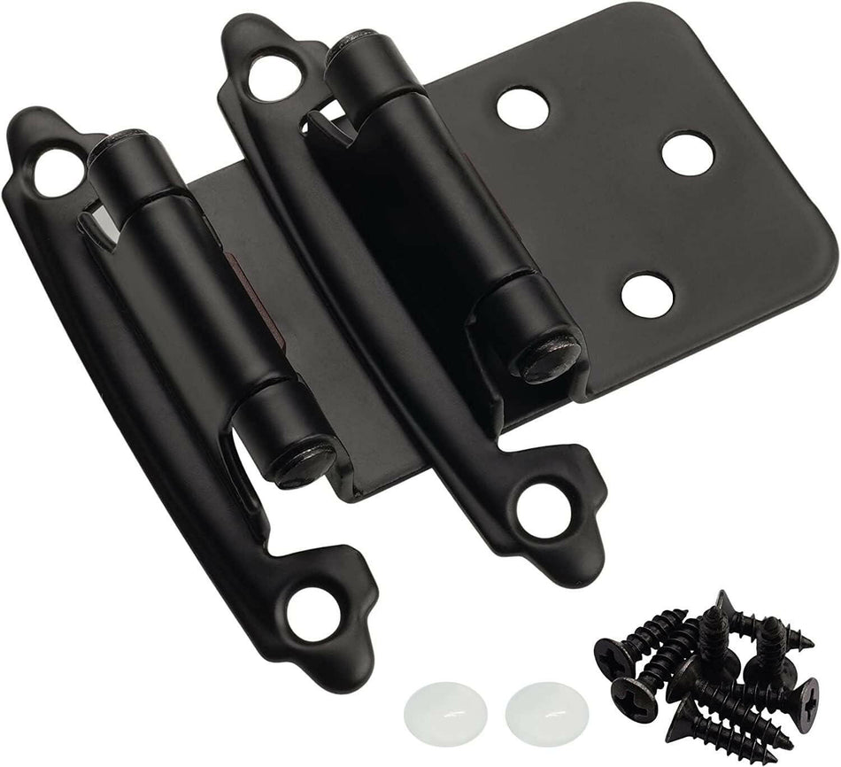 SABER SELECT 1/2 Zoll Overlay-Schrankscharniere in Mattschwarz (2er-Pack)