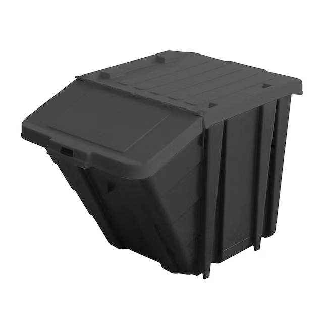 Project Source Bolsa mediana resistente de 16 galones (64 cuartos) en negro/negro con tapa con bisagras