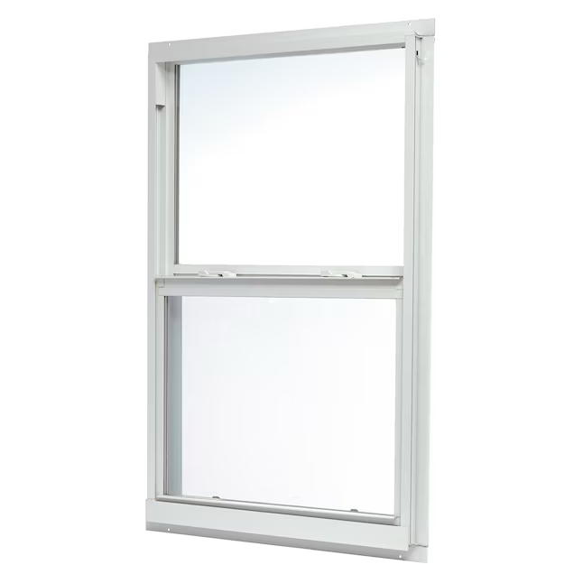 RELIABILT Serie 46000 Nueva construcción Jamba de 35-1/2 pulgadas x 47-1/2 pulgadas x 2-5/8 pulgadas Ventana de baja emisividad de aluminio blanco Media pantalla incluida