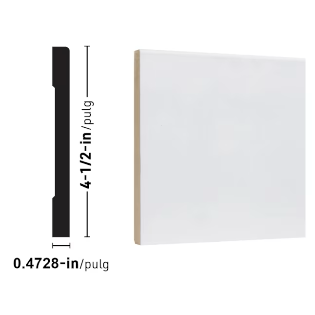 RELIABILT Moldura de zócalo MDF 3214 con imprimación Craftsman de 15/32 pulgadas x 4-1/2 pulgadas x 8 pies