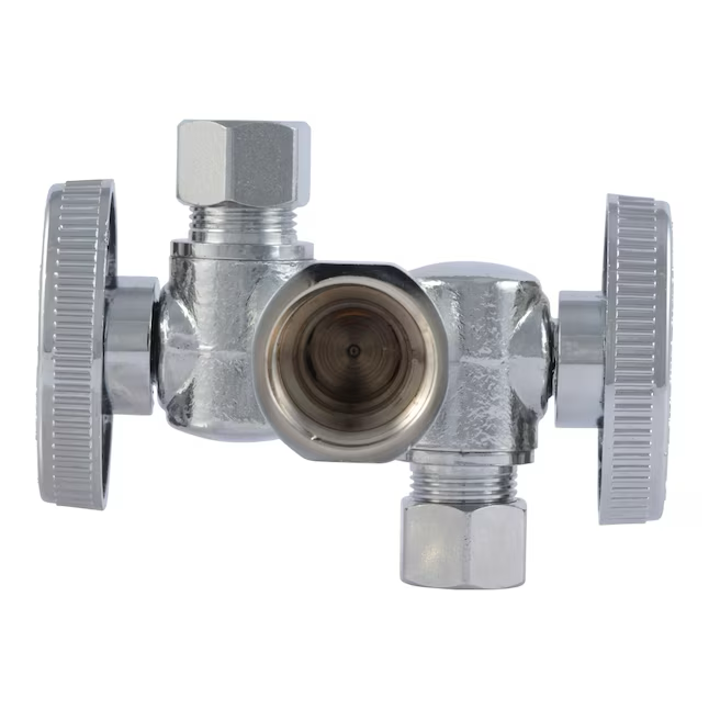 SharkBite 1/2 in. FIP x 3/8 in. Compression x 3/8 in. Compression Iron Pipe Dual Shut-off