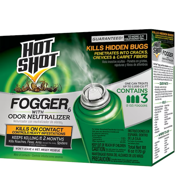 Nebulizador Hot Shot de 2 oz con neutralizador de olores, insecticida (paquete de 3)