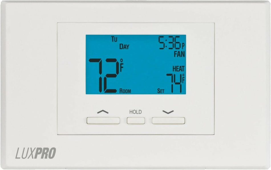 LuxPro P521U Programmable 5-2 Day Thermostat, 2H/1C