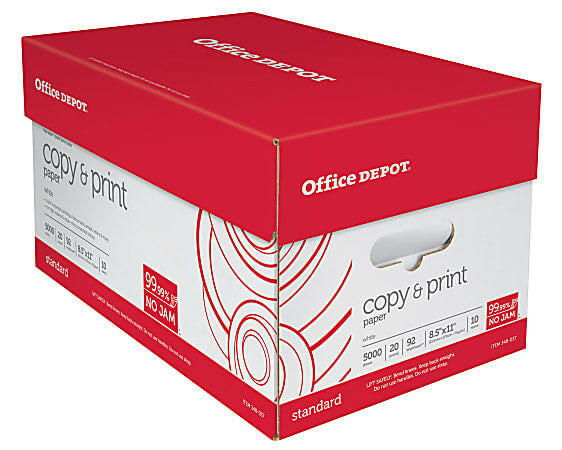 Papel para impresora y fotocopiadora multiuso Office Depot, blanco, tamaño carta (8.5 pulg. x 11 pulg.)