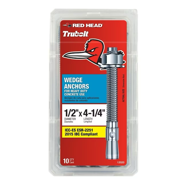 Anclajes de cuña para hormigón Red Head de 1/2 x 4-1/4 pulgadas (paquete de 10)