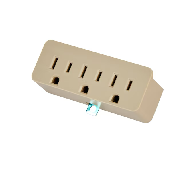 Projektquellenadapter 15 Ampere 2-adrig auf 3-adrig, Einzel- auf Dreifach-Adapter, elfenbeinfarben, Basisstandard