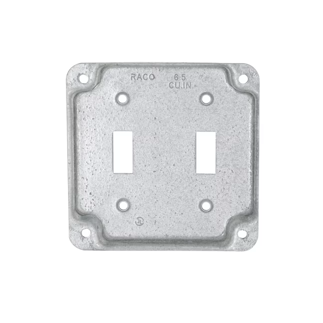 Caja metálica cuadrada de 2 grupos, gris, Hubbell