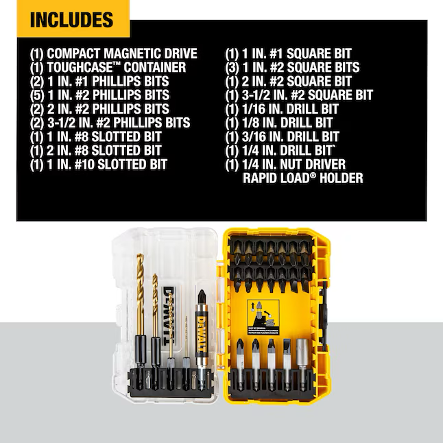 Juego de puntas para destornillador Tough Grip de DEWALT (27 piezas)