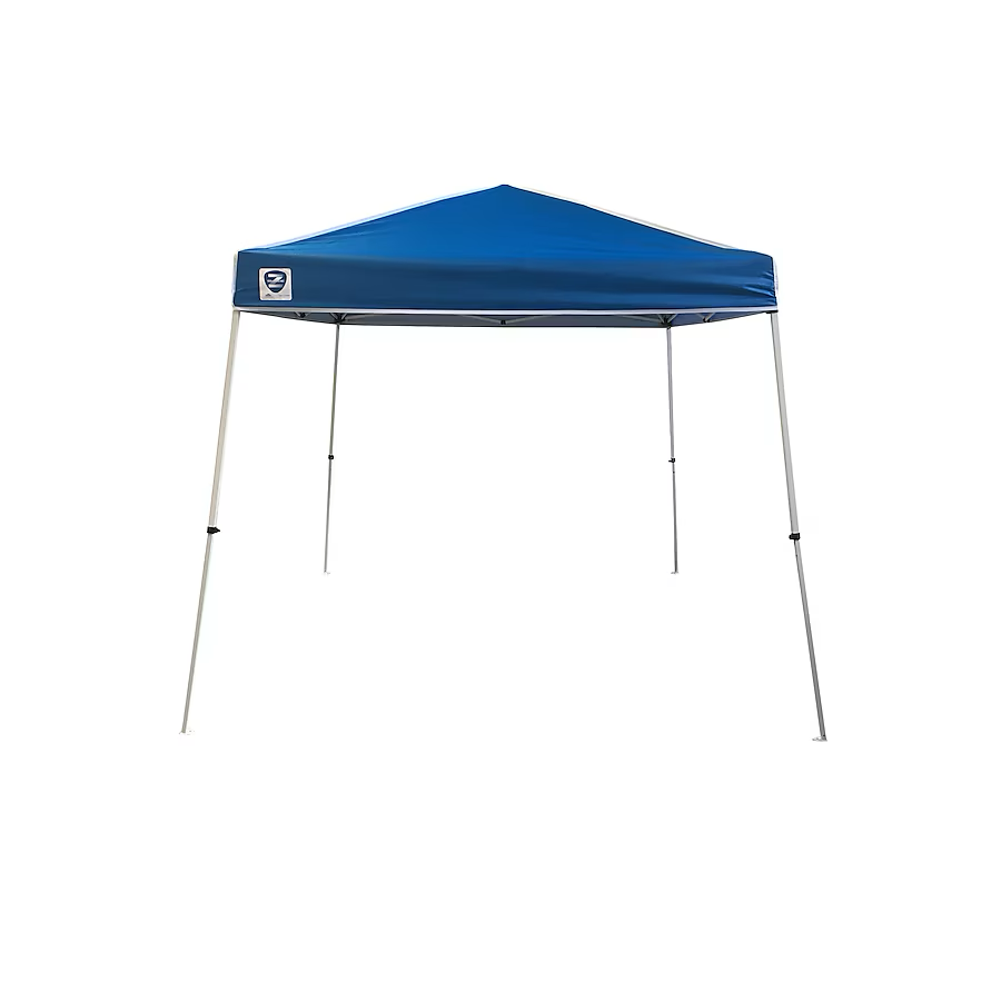 Toldo desplegable Z-Shade rectangular de 10 pies x 10 pies con estructura de acero blanca y cubierta de tela azul