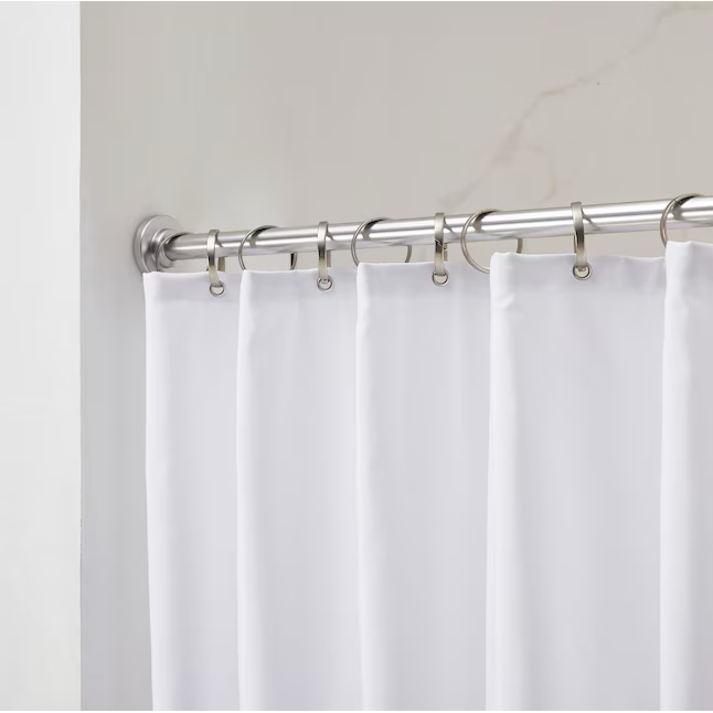 Style Selections 42-in to 72-in Brushed Nickel Fixed Single straight Adjustable Shower Curtain Rod