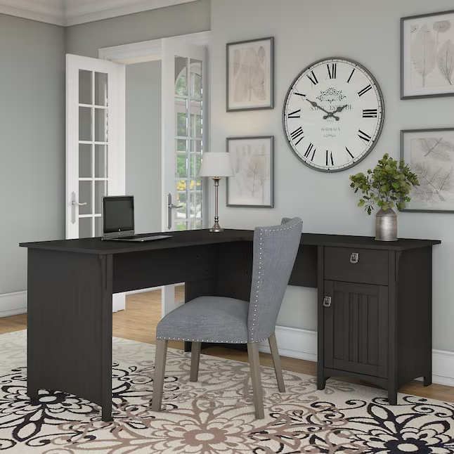Bush Furniture Salinas Moderner/zeitgenössischer L-förmiger Schreibtisch, 60 Zoll, Schwarz