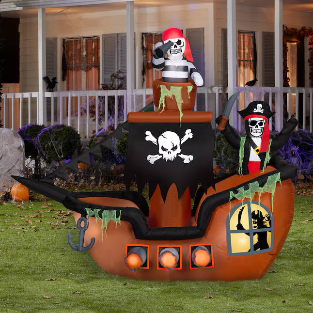 Haunted Living 7-Fuß-Piratenschiff mit LED-Beleuchtung