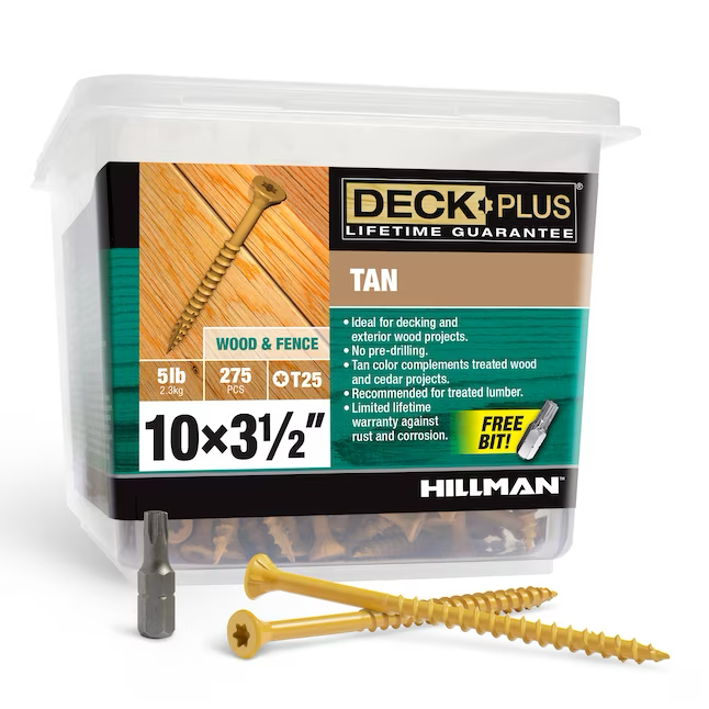 Deck Plus Tornillos para terrazas de madera a madera #10 x 3-1/2 pulgadas (275 por caja)