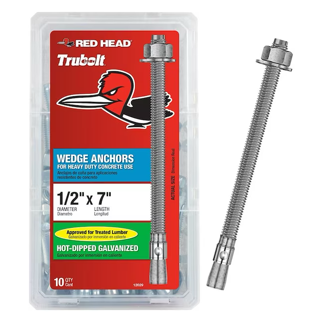 Anclajes de cuña para hormigón Red Head de 1/2 x 7 pulgadas (paquete de 10)