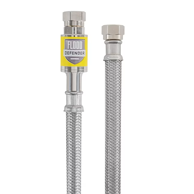 Conector para lavavajillas de acero inoxidable trenzado Eastman, entrada de compresión de 6 pies y 3/8 pulgadas x salida de compresión de 3/8 pulgadas