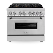 ZLINE Professional 36-in Deep Recessed 6 Burners Convection Oven Freestanding Dual Fuel Range (Stainless Steel)